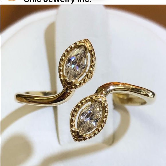New 14K Solid Gold Fancy Ring CZ Stones - Picture 4 of 5